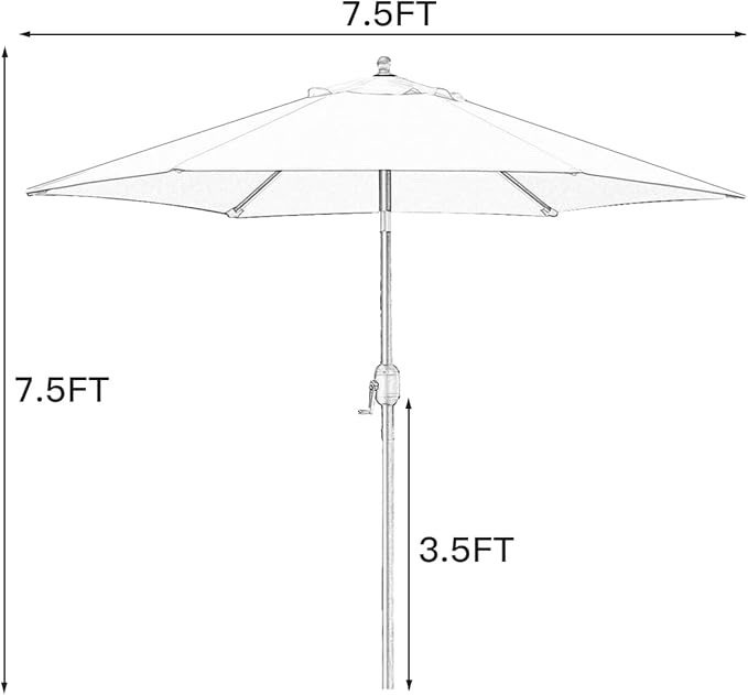 Sunnyglade 7.5' Patio Umbrella Outdoor Table Umbrella Tilt Crank Blue | Market - Image 3
