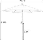 Sunnyglade 7.5' Patio Umbrella Outdoor Table Umbrella Tilt Crank Navy Blue | - Image 7