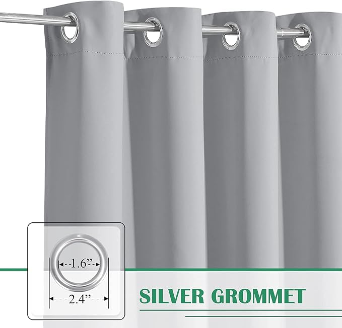 Outdoor Waterproof Curtains W52 x L84 Inch Silver Grey, 1 Panel | Deck Blackout - Image 2