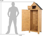 Outvita 70in Outdoor Storage Cabinet, Natural | Wooden Vertical Garden Tools - Image 5