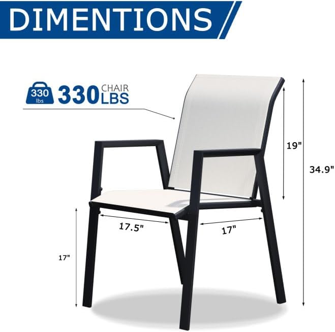 Outdoor Patio Chairs Set of 8, Oyster Beige Stackable Outdoor Chairs, - Image 6