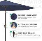 JEAREY 9FT Outdoor Patio Umbrella, Market Umbrella, Purplish Blue | Outdoor - Image 4