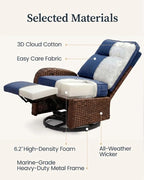 Resort-Grade Outdoor Swivel Recliner, 6.2" Ultra Thick Cushions | Heavy Duty - Image 7