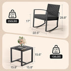 Qsun 3 Pieces Patio Furniture Set Rocking Bistro Set, Outdoor Patio Furniture - Image 2