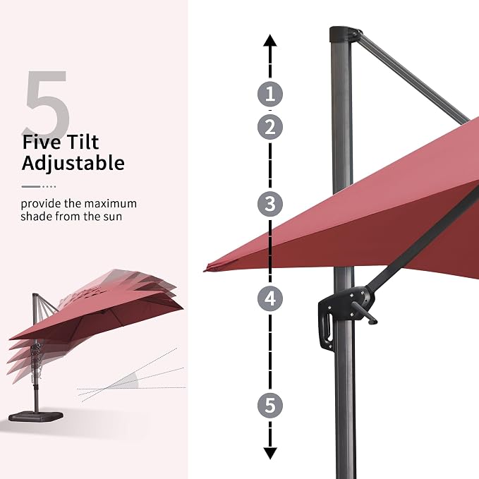 PURPLE LEAF Patio Cantilever Umbrella 10' x 13' Large Space - Image 3