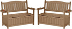 YEFU Outdoor Bench Set of 2, Heavy Duty Garden Storage Bench, Teak | HIPS by YEFU