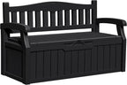 Greesum 80 Gallon Outdoor Storage Bench, Deck Box, Dark Black | by BuynowfromGreesum