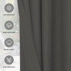 Easy-Going 100% Waterproof Outdoor Curtains 54x108 inch, Dark Grey | Windproof - Image 5