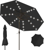 9FT Patio Umbrella with Solar Lights, Outdoor Market Umbrella with Tilt and by YourPerfectOutdoorEscape
