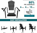 THOEOE Stackable Adirondack Chair Set of 2, HDPE All-Weather Fire Pit Chair | - Image 3