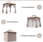 8'x8' Outdoor Gazebo, Metal Frame Heavy Duty Patio Canopy Tent Shelter - Image 3