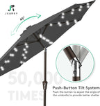 JEAREY 9' Patio Umbrella with Solar Lights, LED Umbrella, Dark Gray | Outdoor - Image 4