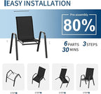 Stackable Outdoor Patio Dining Chairs Set of 6 – High Back Chairs - Image 5