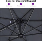 PURPLE LEAF Cantilever Umbrella 10 Feet Round 360° Rotation Light Grey | - Image 5