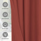 Easy-Going 100% Waterproof Outdoor Curtains 54x96 inch, Terra Red | Windproof - Image 5