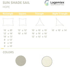 16' x 16' x 16' Triangle Sun Shade Sail, 185 GSM HDPE, Sand | 95% UV block - Image 5