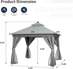 10'x10' Outdoor Gazebo with LED Lights, Metal Heavy Duty Patio Canopy Tent with - Image 2