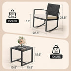 Qsun 3 Pieces Porch Furniture Set Patio Rocking Bistro Set Outdoor Patio Chairs - Image 2