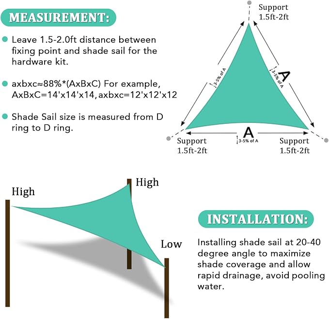 Shade&Beyond Custom Sun Shade Sail 7'X10'X12.2'Triangle Sun Sail Shades Patio - Image 6