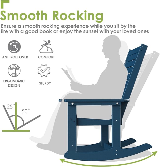 GREENVINES Oversized Outdoor Rocking Chairs Set of 2, HDPE Rocker - Image 4