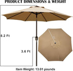 9' Outdoor Patio Umbrella, Outdoor Table Umbrella, Yard Umbrella, Market - Image 2