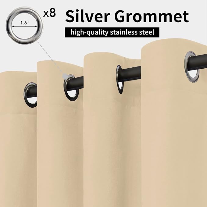 Easy-Going Outdoor Curtains for Patio 1 Panel, 54x120 inch, Weatherproof - Image 2