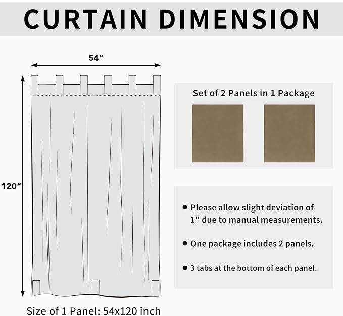 Easy-Going Outdoor Patio Curtains 2 Panels, 54x120 inch, Khaki | Privacy - Image 6