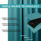 NICETOWN Peacock Teal Patio Outdoor Curtains 95 inch Length, Thermal Insulated - Image 3