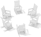 Oversized Outdoor Rocking Chair Set of 6, HDPE Patio Rockers by KINGYES