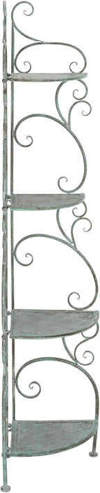 SAFAVIEH Outdoor Collection Turuca Antique Dark Green Wrought Iron 4-Tier - Image 8