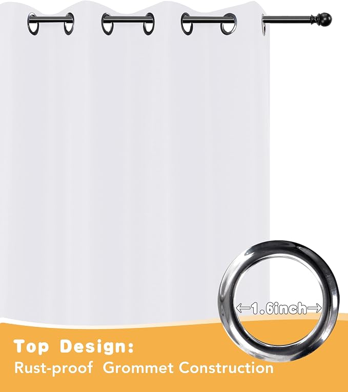 Extra Wide Outdoor Curtains for Patio Waterproof 4 Pcs 110x120 Inch White | - Image 4