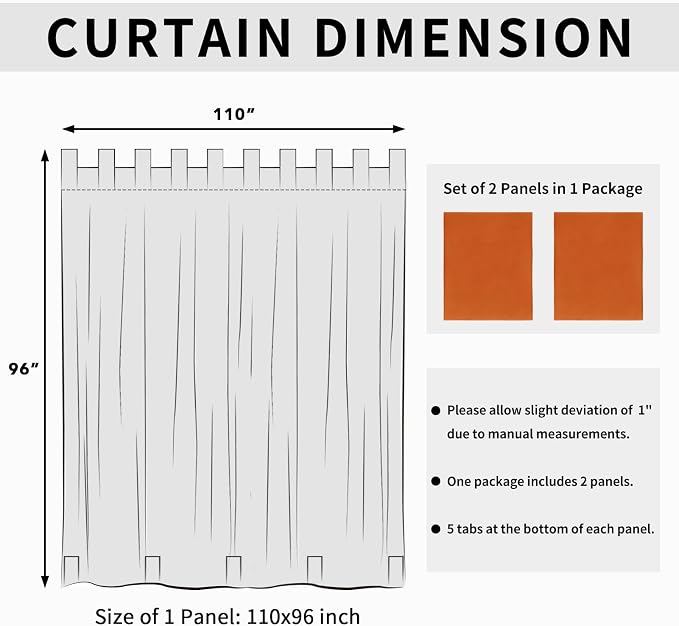 Easy-Going Outdoor Patio Curtains 2 Panels, 110x96 inch, Porch and Pergola - Image 6