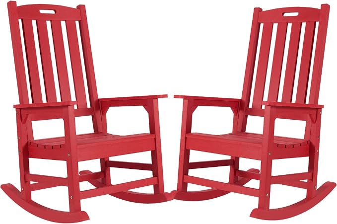 Outdoor Rocking Chairs Set of 2, Oversized Porch Rocker | Weather Resistant by PsilvamGardenFurniture