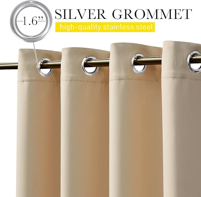NICETOWN 2 PCs Windproof Blackout Outdoor Curtains W46xL80 Biscotti Beige | - Image 8