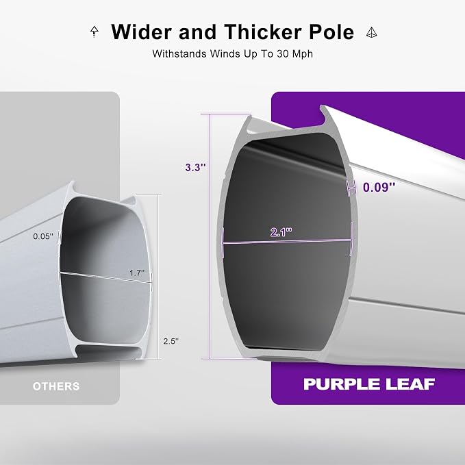 PURPLE LEAF Cantilever Umbrella 9' X 12' Double Top LED Light, Deep Beige | 7 - Image 8