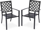 Patio Dining Chairs Set of 2, Stackable Metal High Back Chairs Set by Aoodor