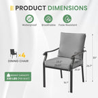 LVUYOYO Outdoor Patio Dining Chairs Set of 4, Metal Stackable Chairs Set - Image 3