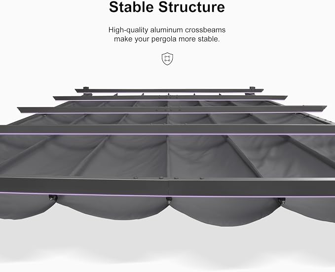 PURPLE LEAF Outdoor Pergola 10' X 13' Retractable Canopy Aluminum, Custom Shade - Image 6