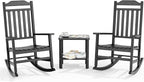 3 Piece Outdoor Rocking Bistro Set, Resin Rocking Chairs Outdoor Indoor by GYMHILL