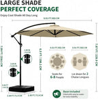 10FT Patio Umbrella with Base, Outdoor Umbrella Pool Umbrella Cantilever - Image 5
