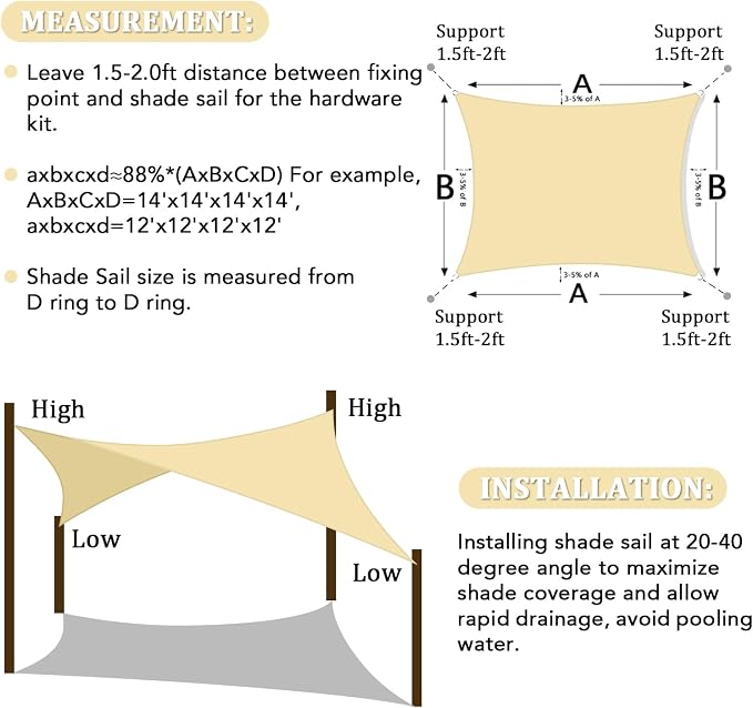 Shade&Beyond 5'x10' Sun Shade Sail Canopy Rectangle, UV Block Breathable Curved - Image 6