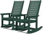 GREENVINES Oversized Outdoor Rocking Chairs Set of 2, HDPE Rocker, Forest | by GreenVines