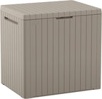 Keter City 30 Gal Outdoor Storage Box and Patio Side Table | Beige, Weatherproof by Unknown
