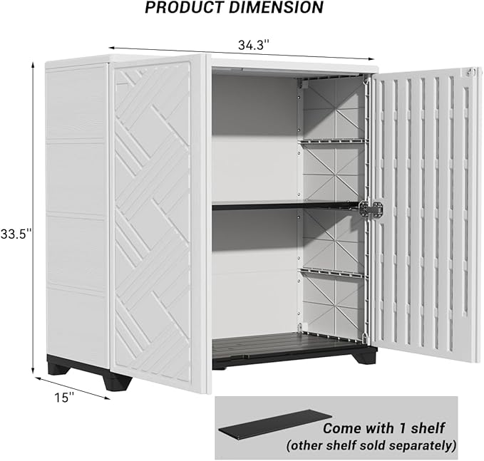 Outdoor Storage Cabinet Waterproof, 60 Gallon Resin Outdoor Storage Shed - Image 3