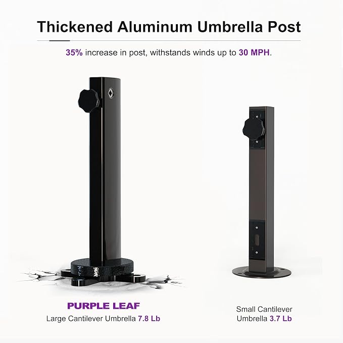 PURPLE LEAF Cantilever Umbrella 9' X 12' Patio Umbrella Double Top Grey | - Image 4