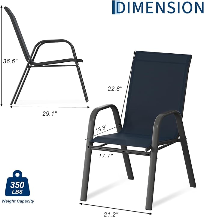 Patio Chairs Set of 4, Stackable Chairs - Image 3
