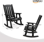 VINGLI Heavy Duty 600 LBS Outdoor Wooden Rocking Chair - Image 3