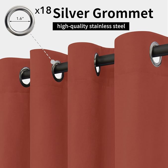 Easy-Going Outdoor Curtains for Patio 1 Panel, 150x108 inch, Terra Red | - Image 2
