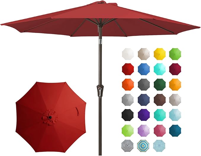 JEAREY 9FT Outdoor Patio Umbrella, Market Umbrella, Tilt & Crank UV Protection by JEAREYOutdoorsCollection