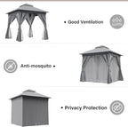 8'x8' Outdoor Gazebo with 50FT String Lights, Metal Heavy Duty Patio Canopy - Image 3